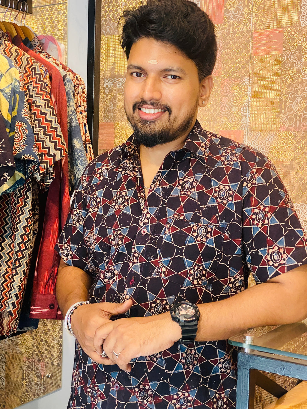 Nakshathra - Black Pure Cotton Hand block Print Shirt