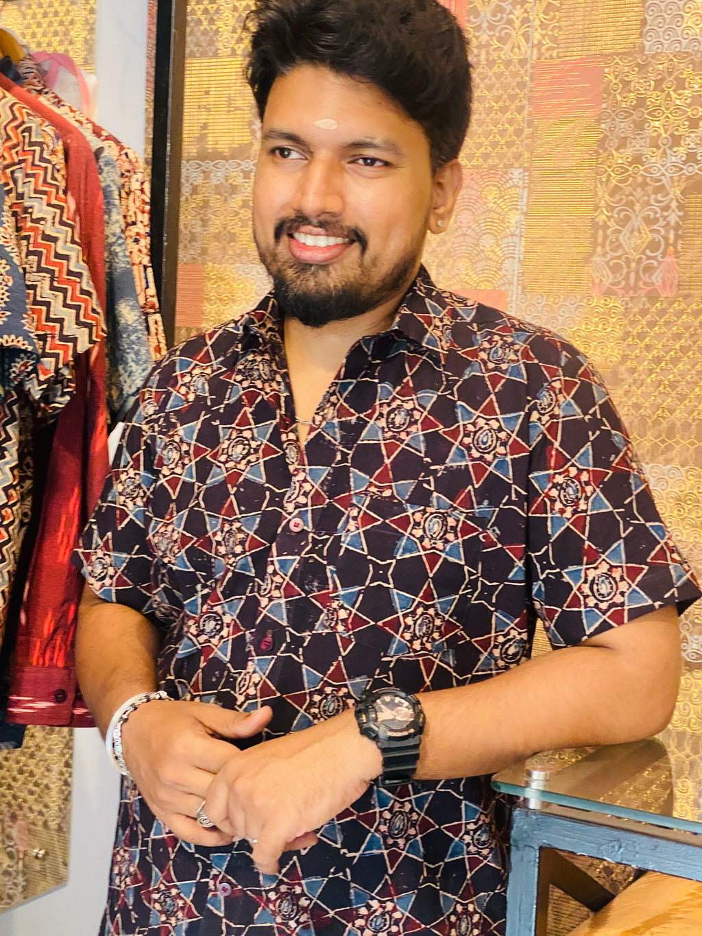 Nakshathra - Black Pure Cotton Hand block Print Shirt
