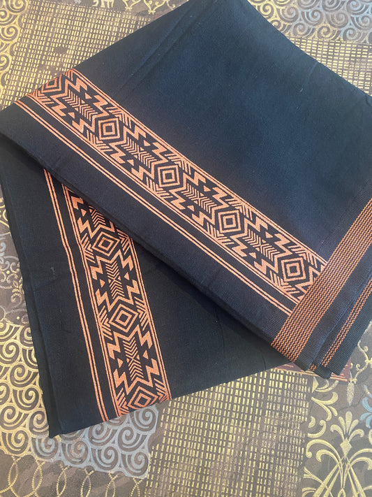 Black Mundu ( Dhoti ) With Printed Kara