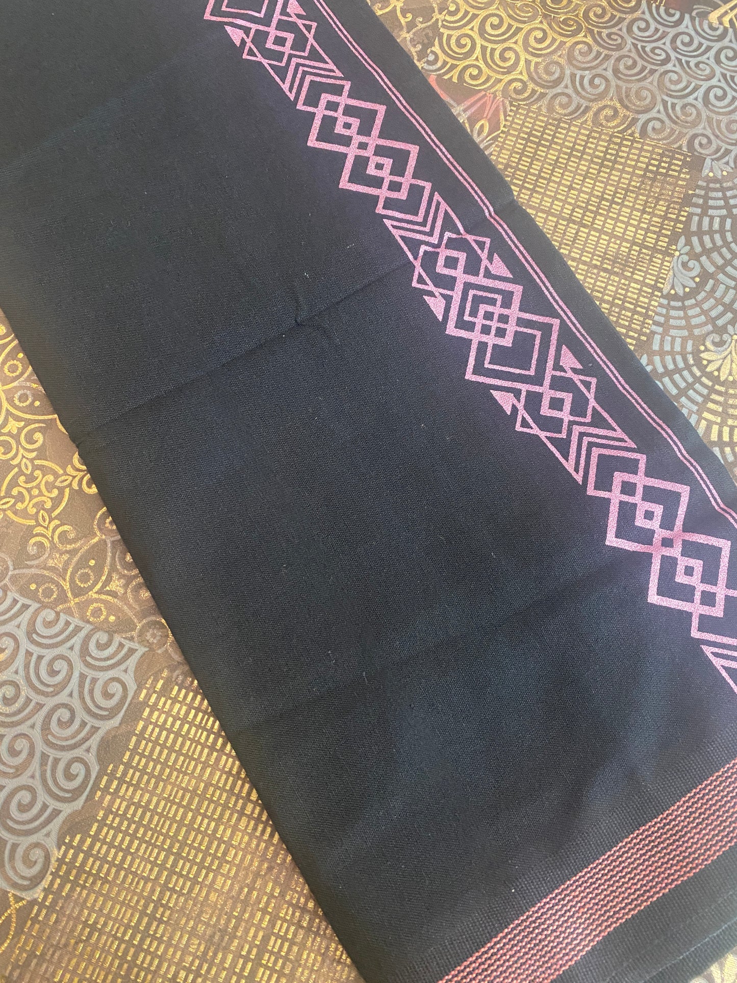 Black Mundu ( Dhoti ) With Printed Kara