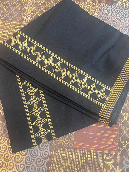 Black Mundu ( Dhoti ) With Printed Kara