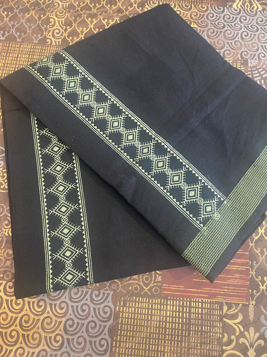 Black Mundu ( Dhoti ) With Printed Kara
