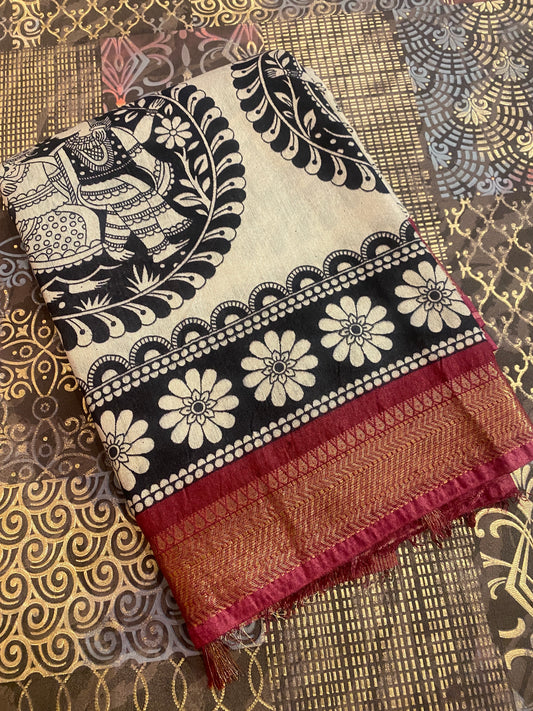 Pen Kalamkari Saree