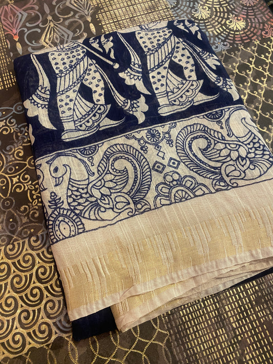 Pen Kalamkari Saree