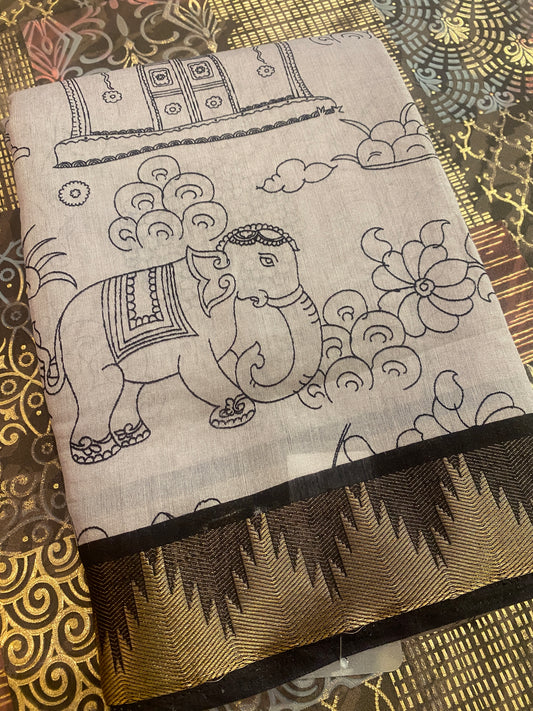 HandCrafted Pen Kalamkari Saree