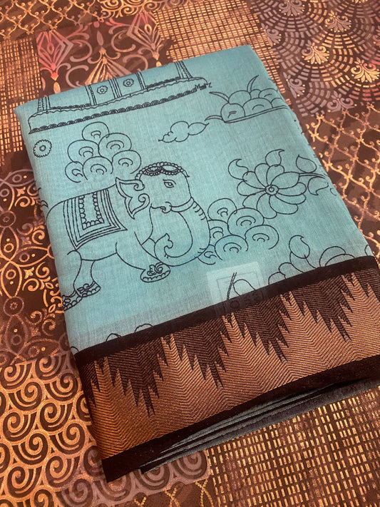 Handcrafted Pen Kalamkari Saree