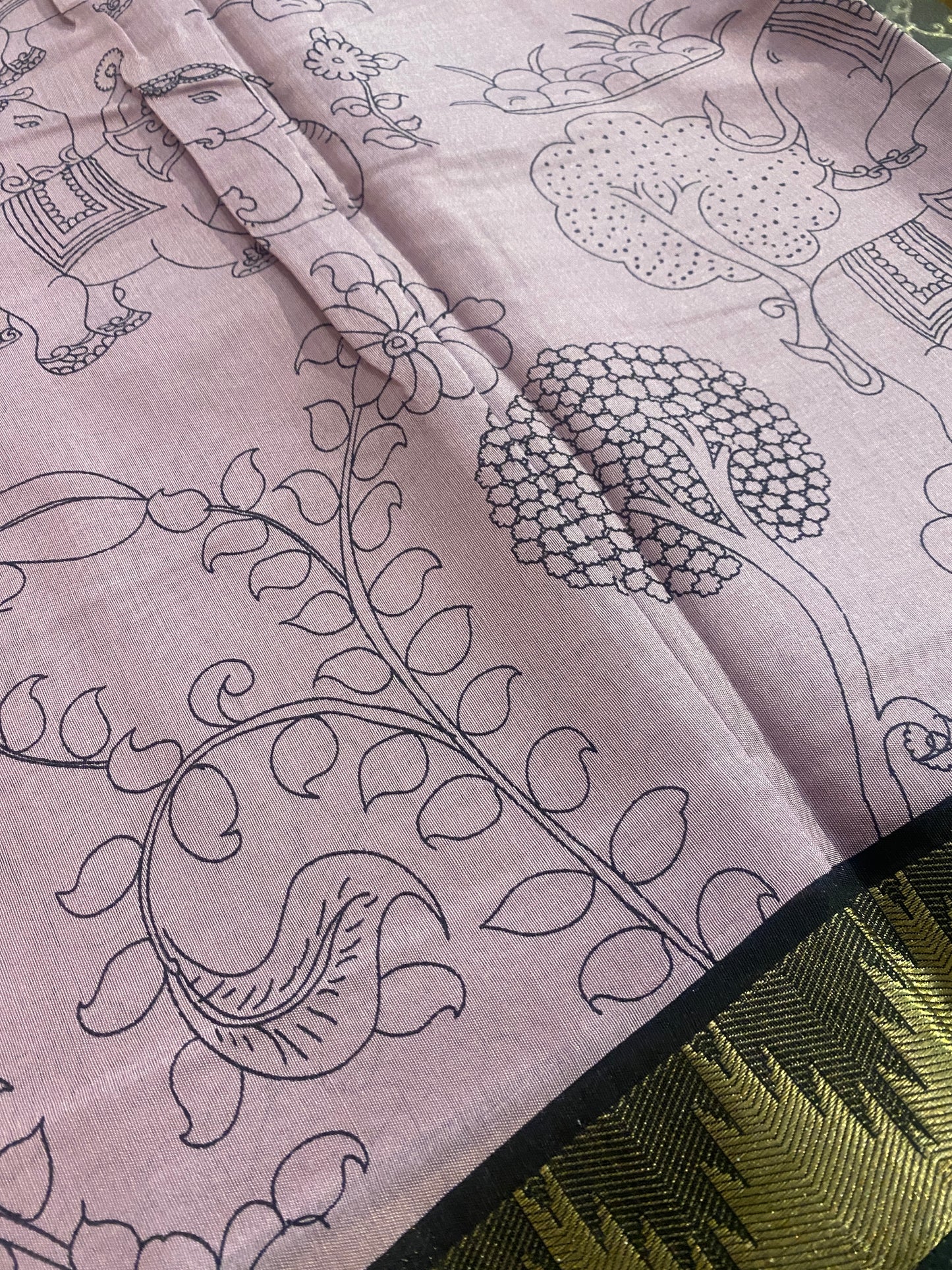 Handcrafted Pen Kalamkari Saree