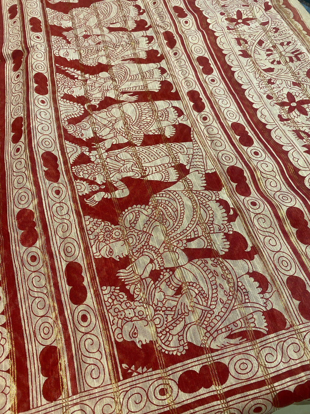 Pen Kalamkari Saree