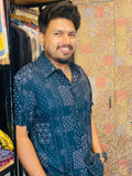 BeZyD MOSAIC - Dark Blue Premium Rayon Printed Shirt