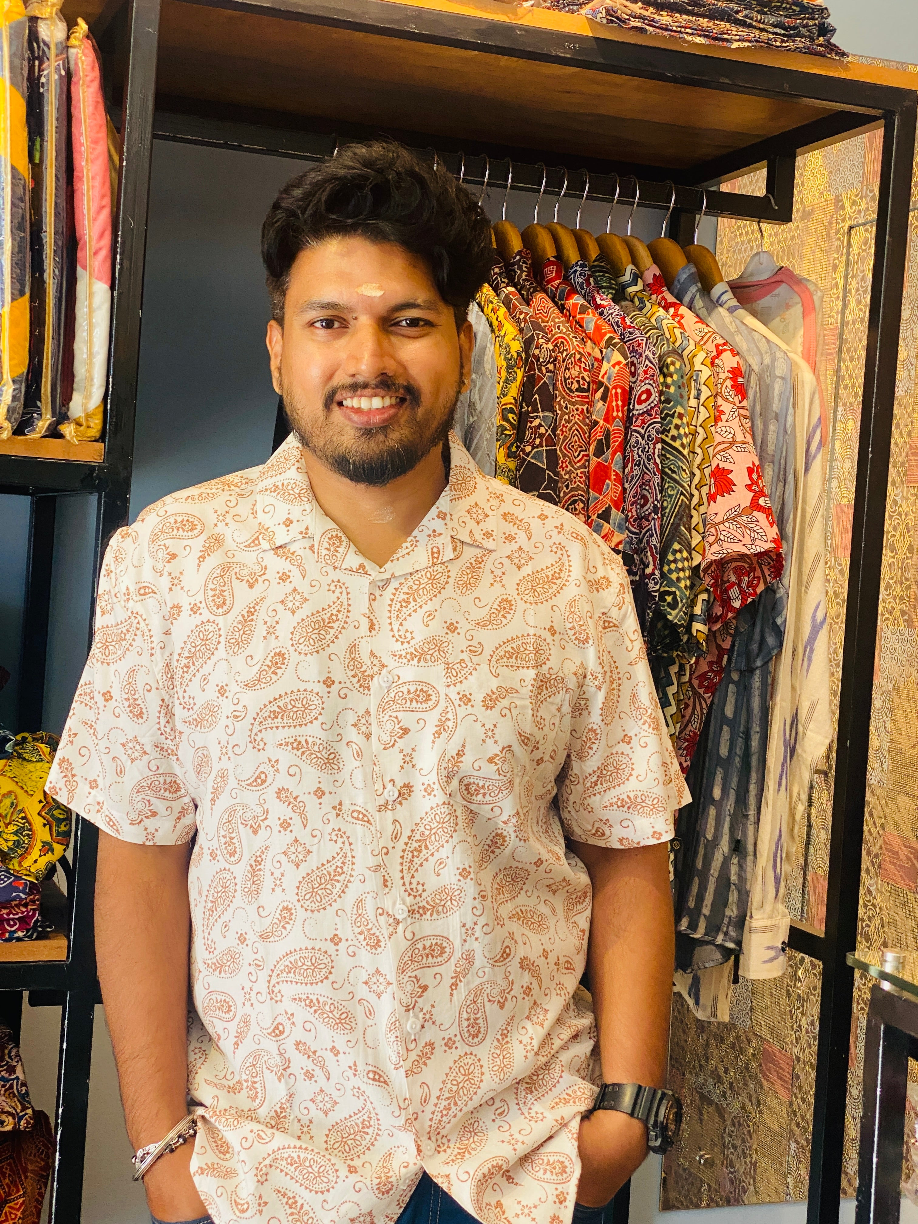 BeZyD ORCHARD - White Premium Rayon Mango Motif Printed Shirt