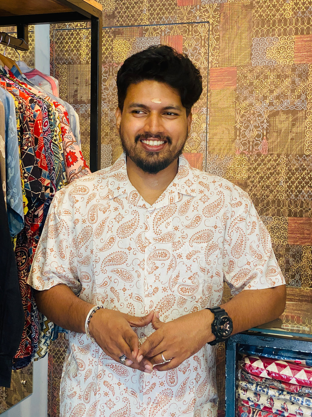 BeZyD ORCHARD - White Premium Rayon Mango Motif Printed Shirt