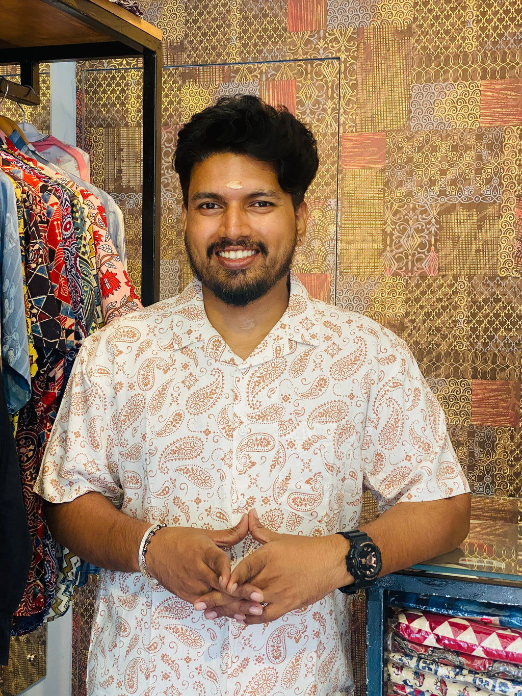 BeZyD ORCHARD - White Premium Rayon Mango Motif Printed Shirt