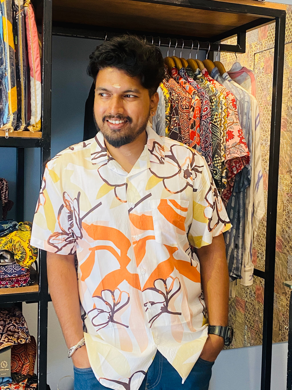 BeZyD BOTANICA - White Premium Rayon Floral Shirt