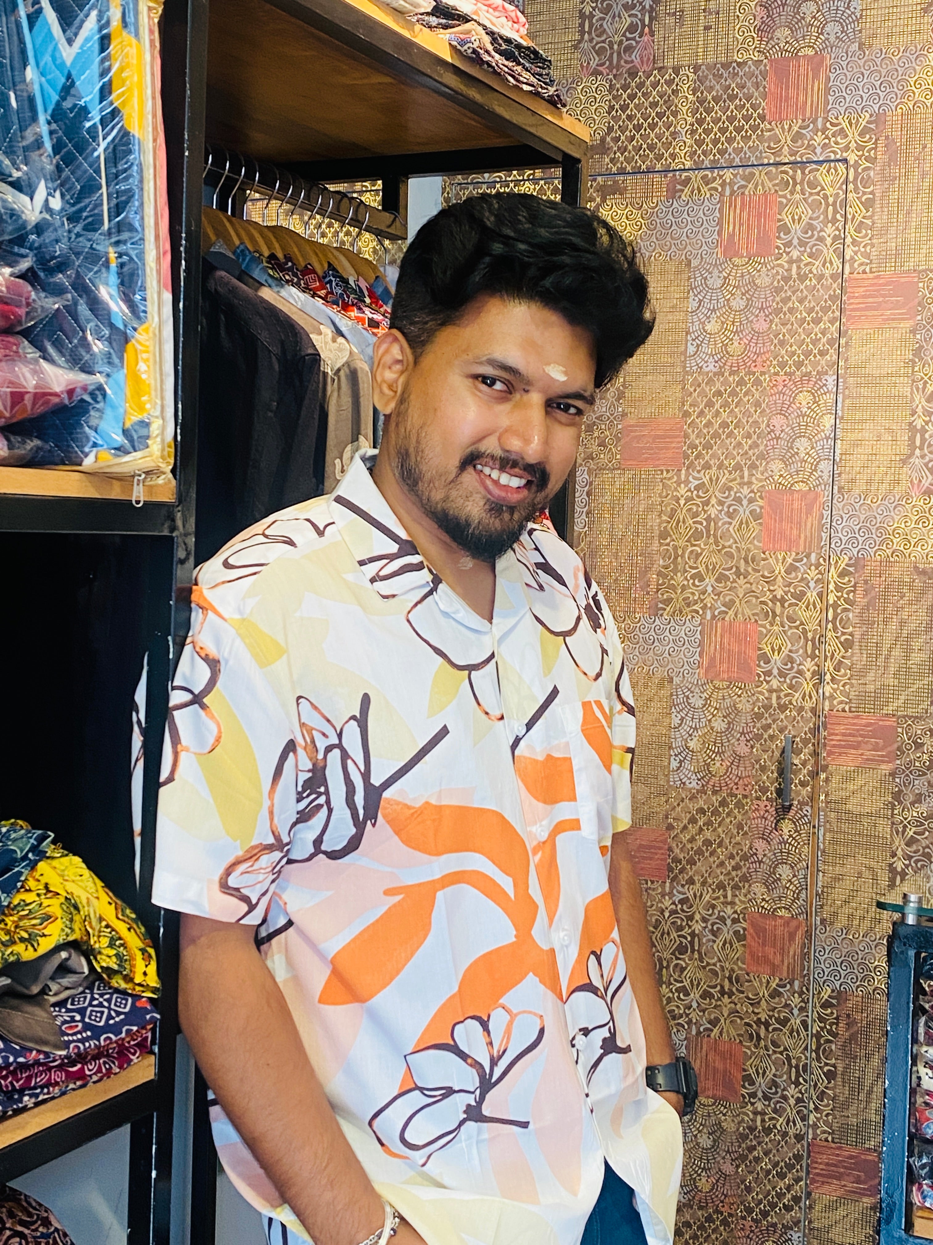 BeZyD BOTANICA - White Premium Rayon Floral Shirt