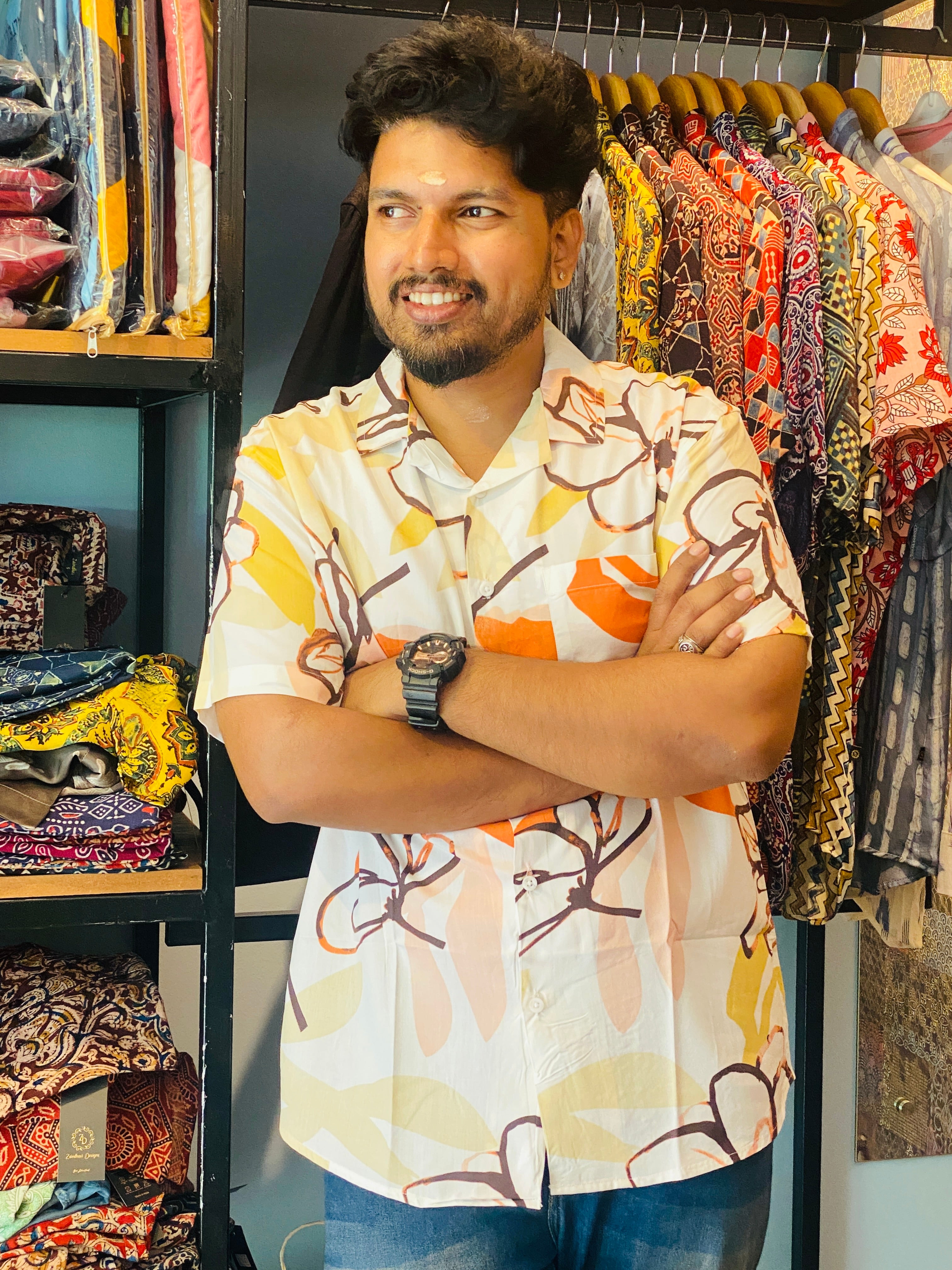 BeZyD BOTANICA - White Premium Rayon Floral Shirt