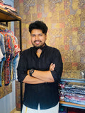 BeZyD NOIR - Black Premium Self Printed Full Sleeve Shirt