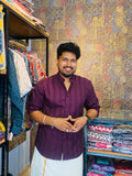 BeZyD MERLOT - Wine Red Self Printed Full Sleeve Shirt