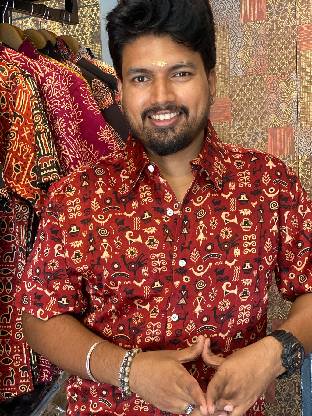 Gramakatha - Maroon Mashru Silk Shirt