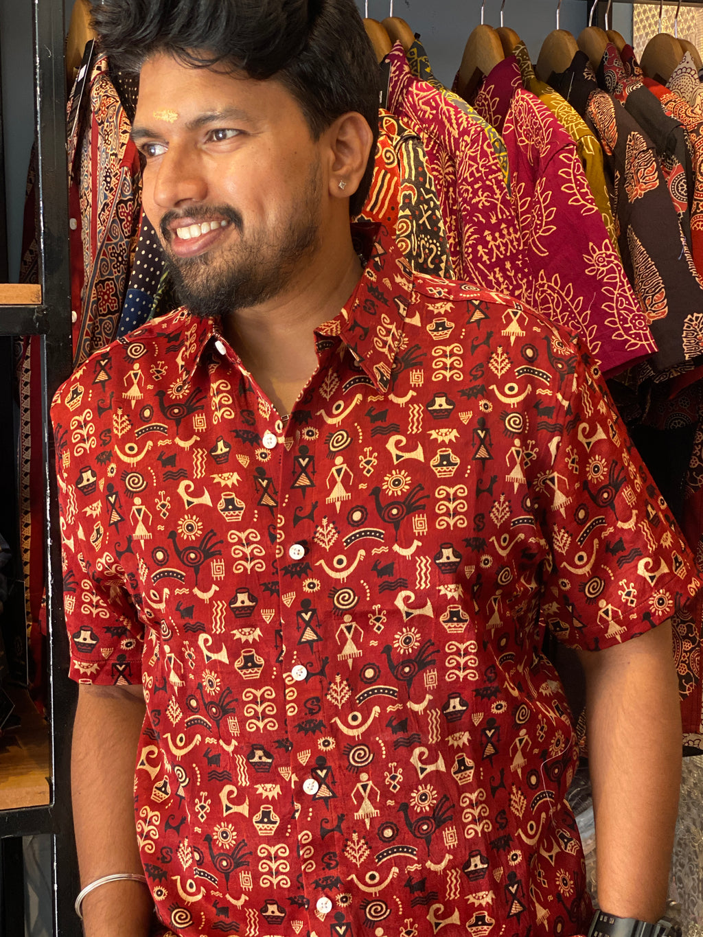 Gramakatha - Maroon Mashru Silk Shirt