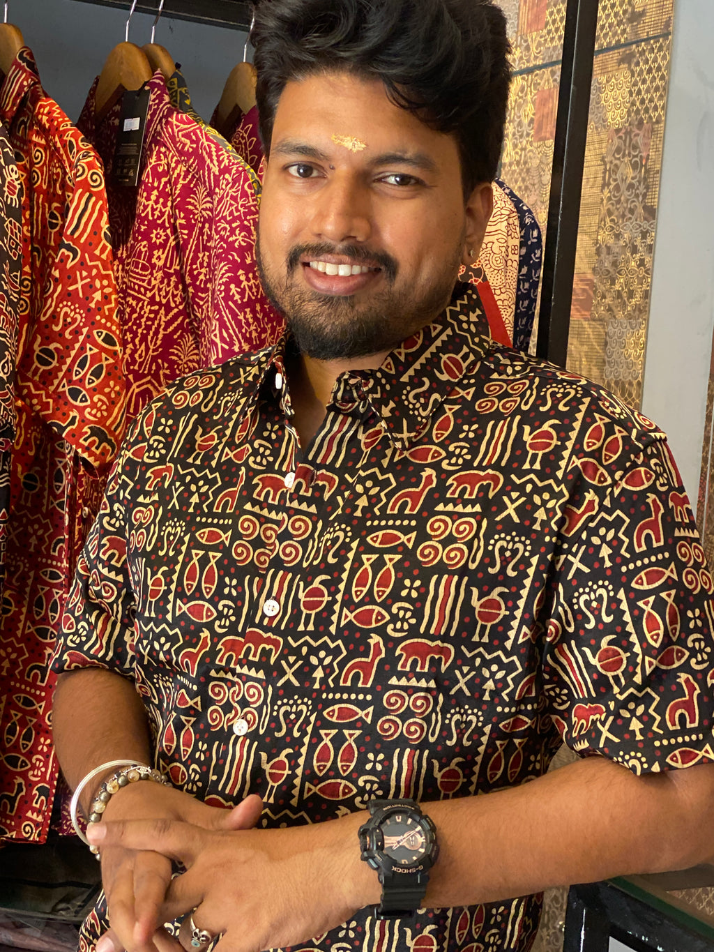 Jeevachithram - Black Mashru Silk Shirt