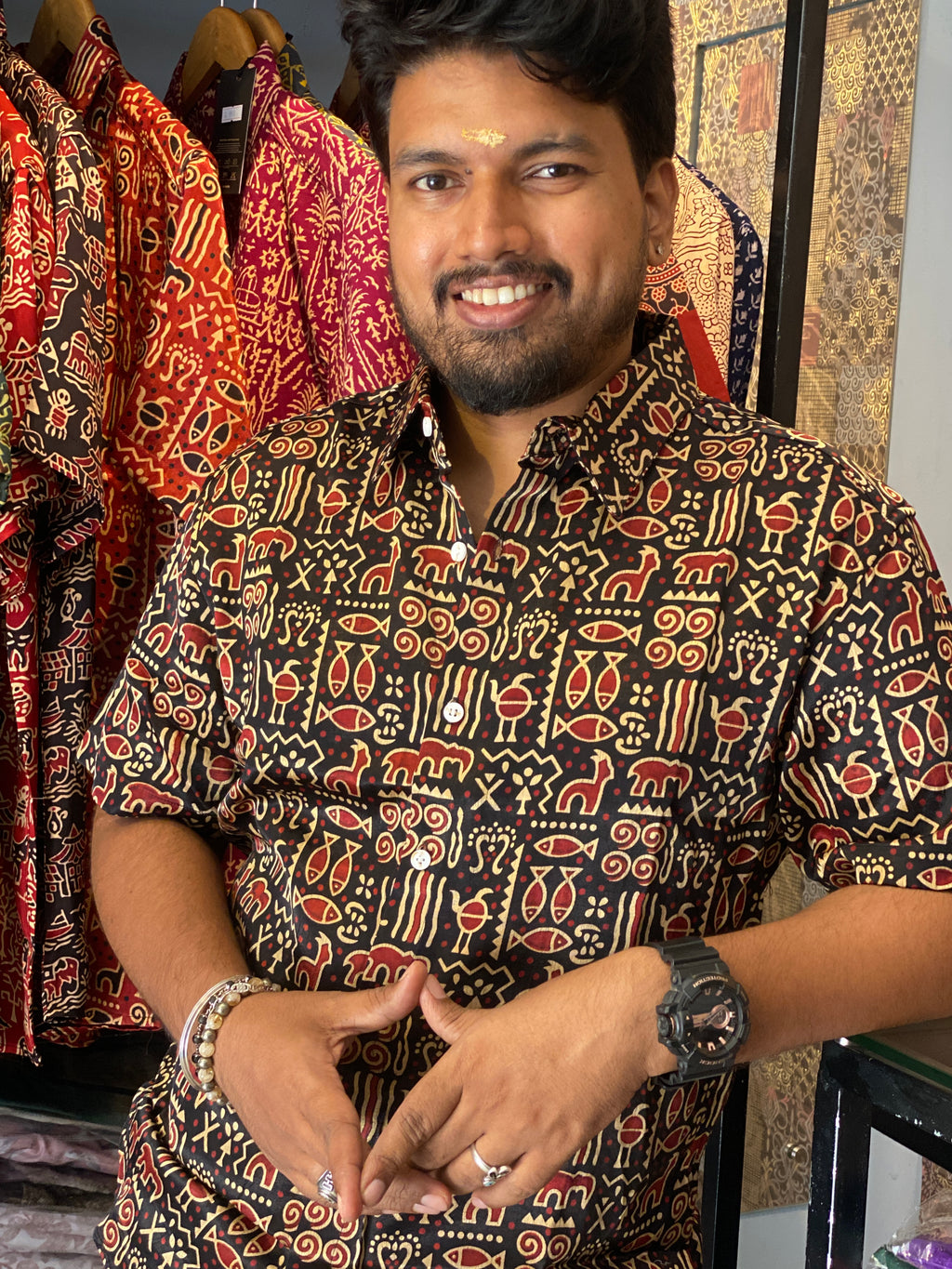 Jeevachithram - Black Mashru Silk Shirt
