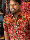 Jeevachithram - Red Mashru Silk Shirt