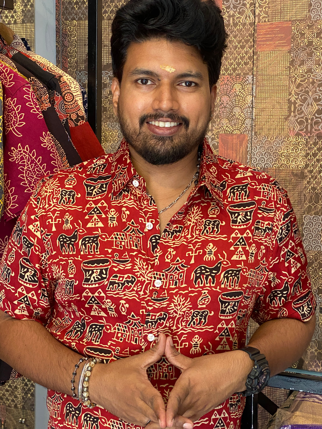 Gramakatha - Red Modal Silk Shirt