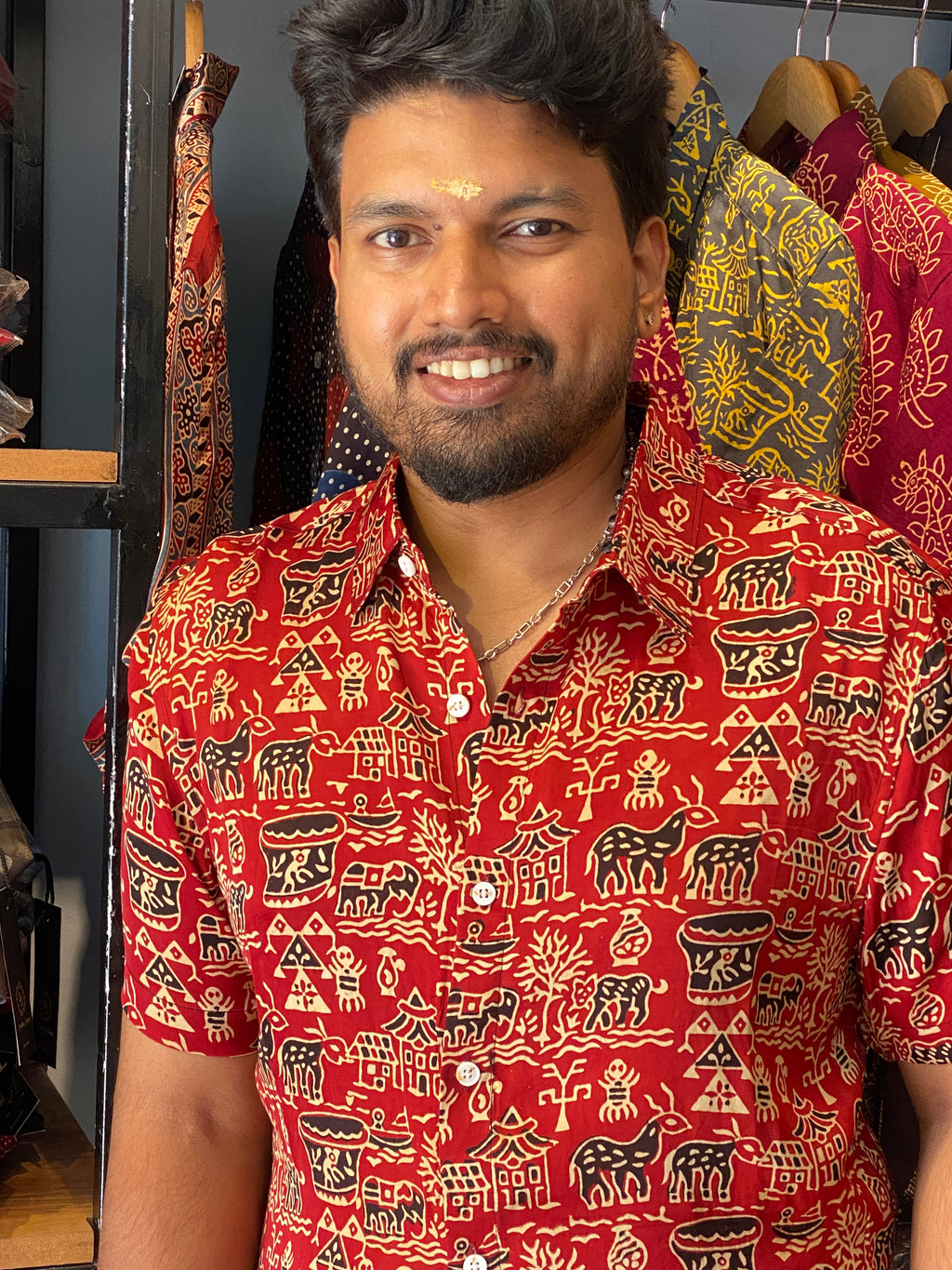 Gramakatha - Red Modal Silk Shirt