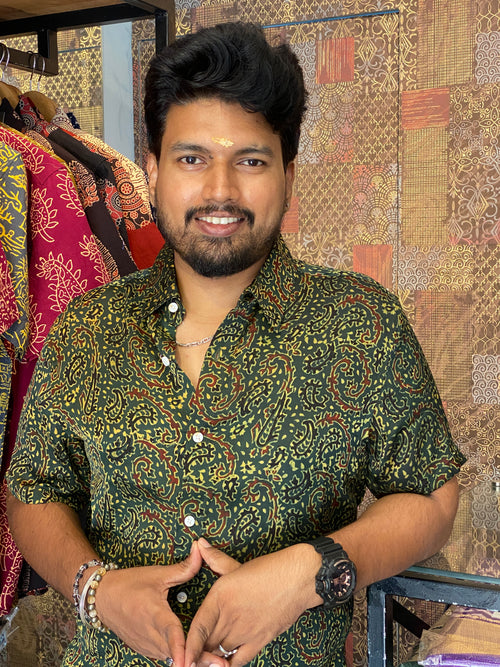 Amrakatha - Green Modal Silk Shirt