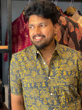 Jeevagramam - Slate  Handblock Print Cotton  Shirt