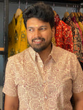 Kusumachakra - Off White Pure Cotton Handblock Print  Shirt