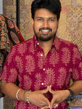 Amravanam - Maroon Pure Cotton Handblock Printed Shirt