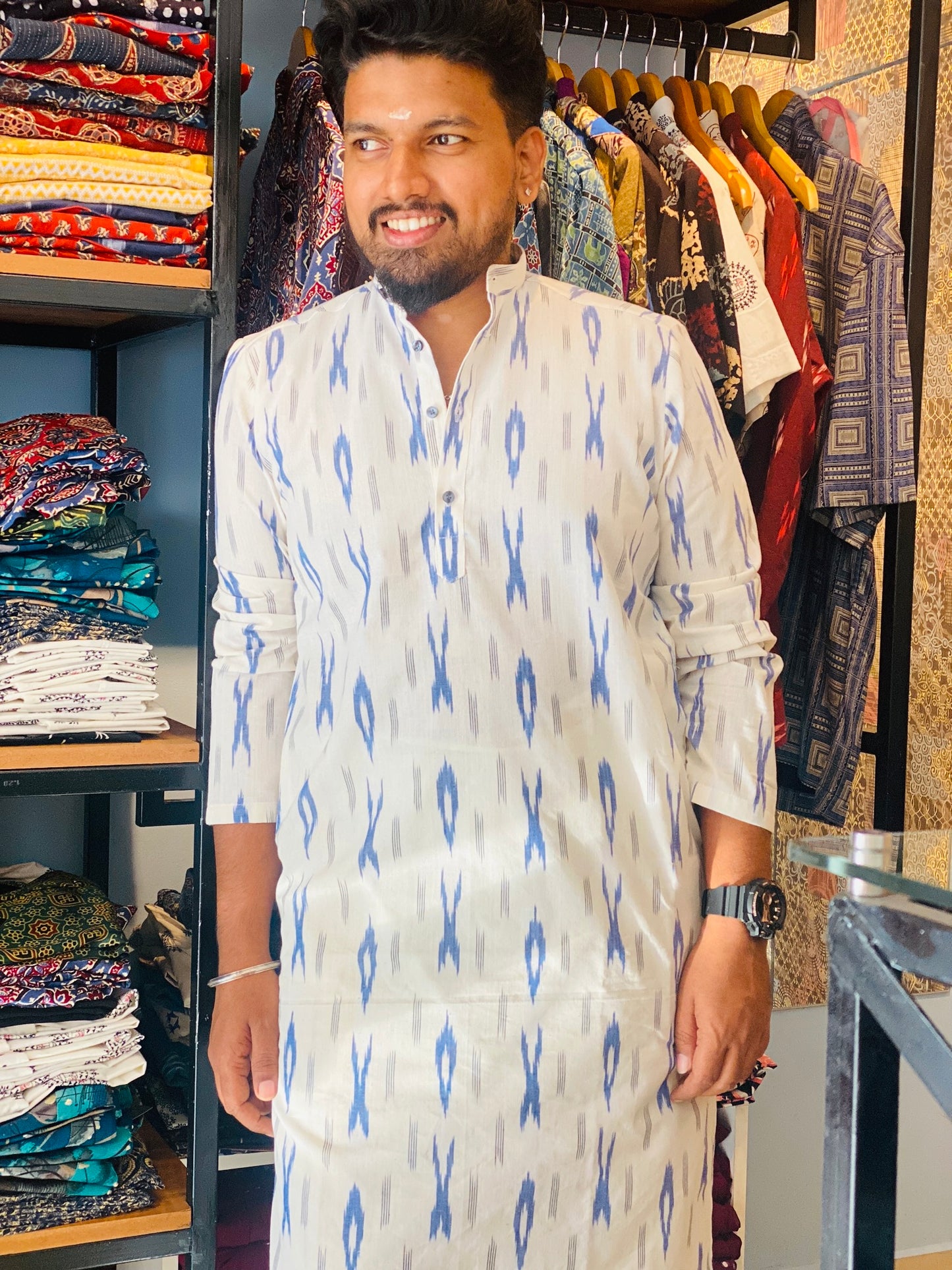 Premium Cotton Ikkat Long Kurta
