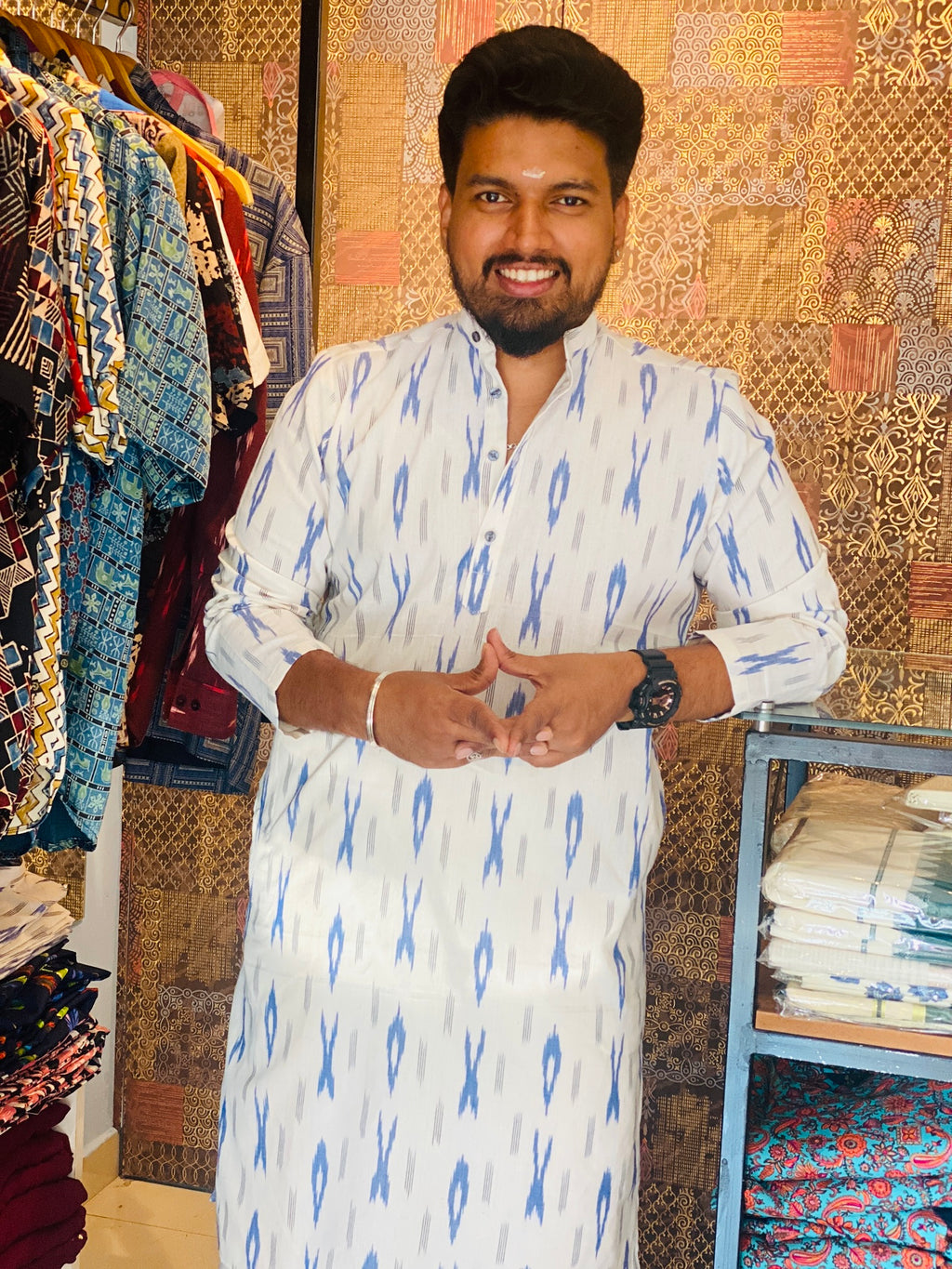 Long Kurta Ikkat Cotton