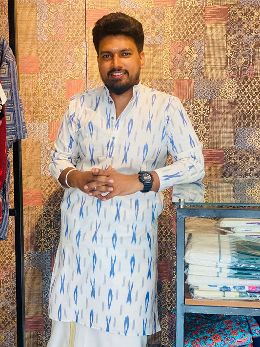 Premium Cotton Ikkat Long Kurta