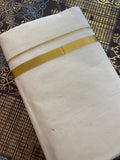Golden Kasavu Set Mundu with Coloured Kara (2.8 Mtrs)