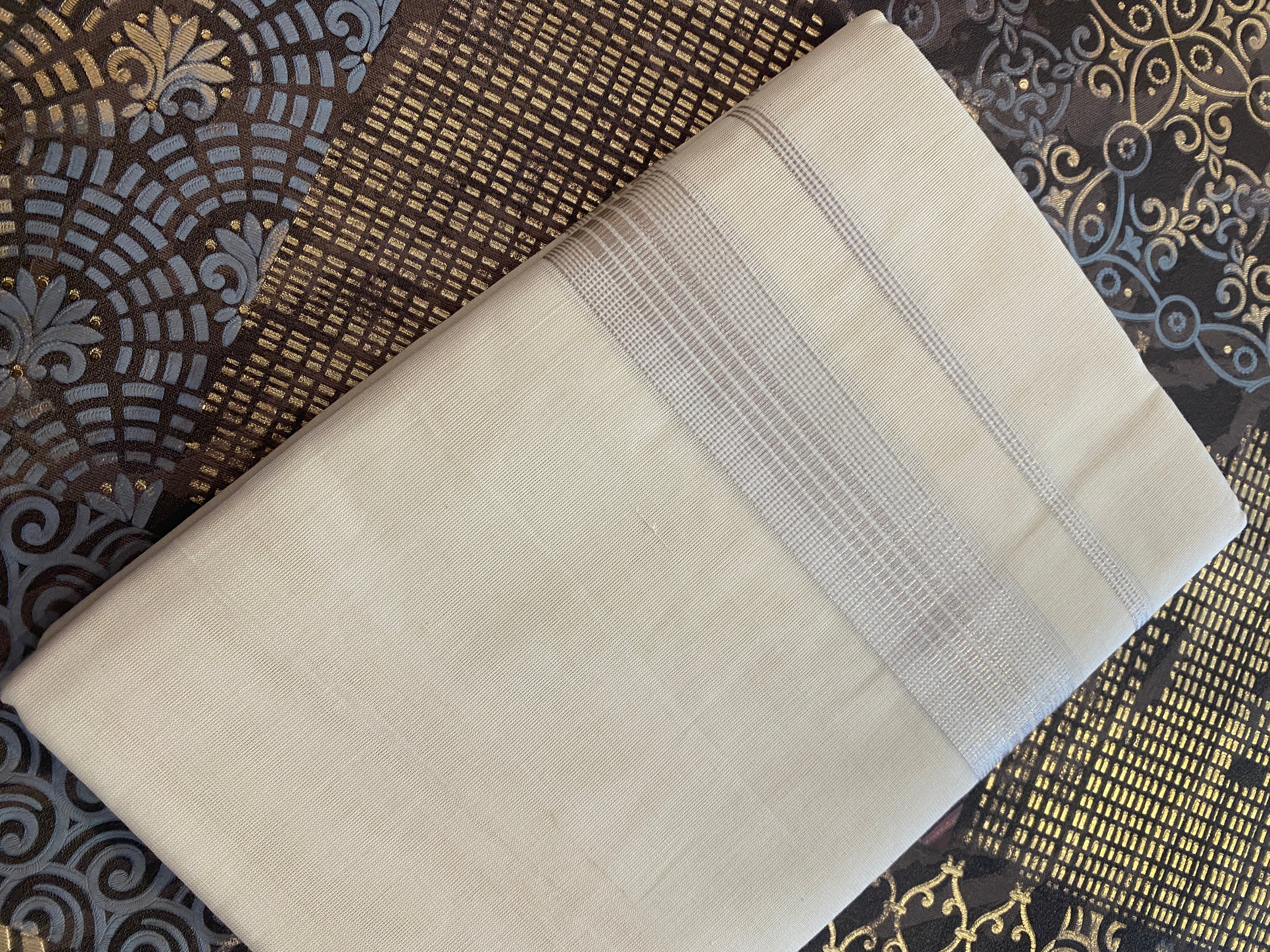 Rajatha R001 - Silver Zari Border Dhoti