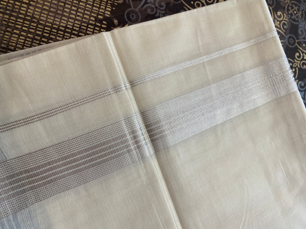 Rajatha R001 - Silver Zari Border Dhoti