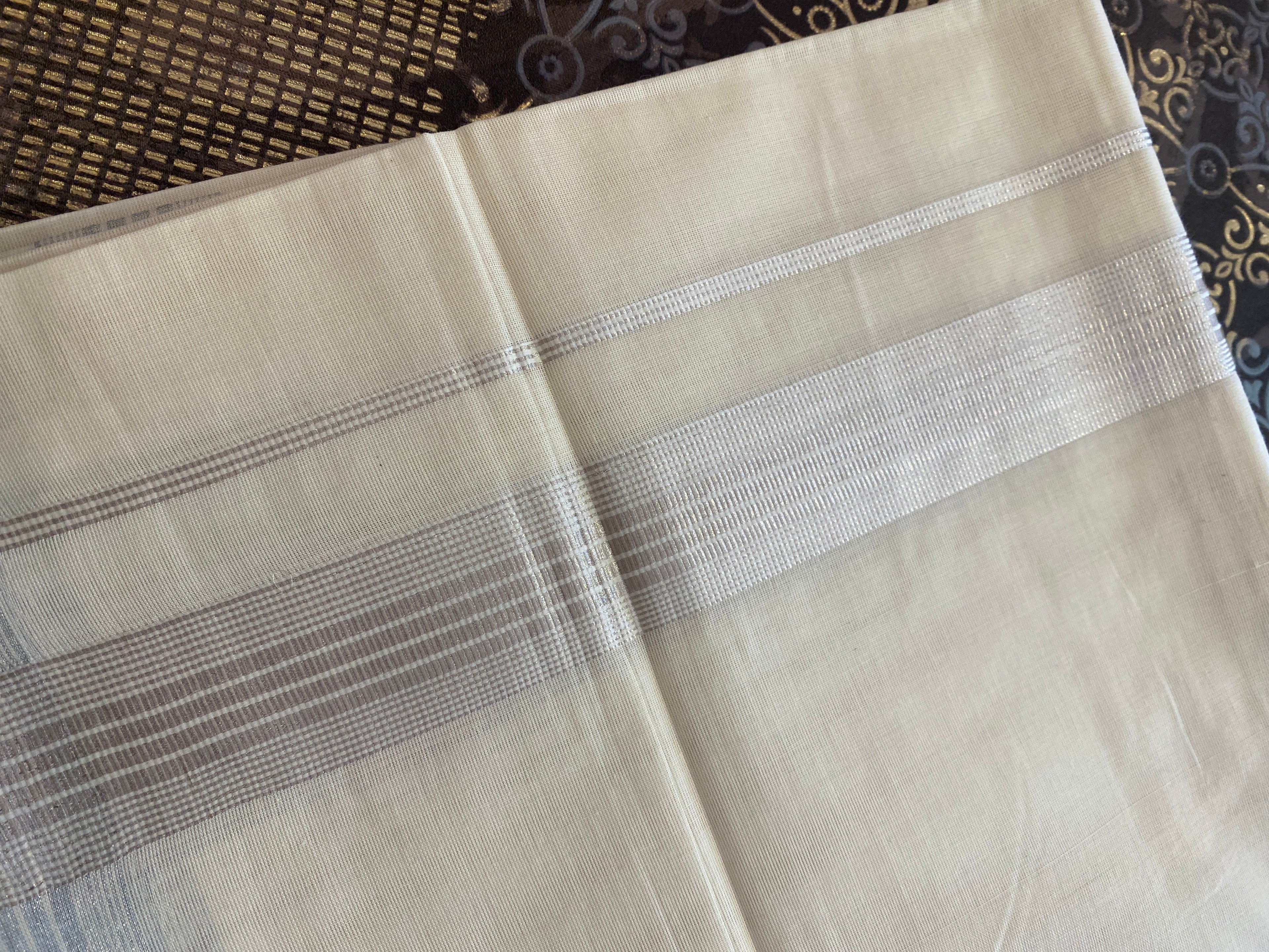 Rajatha R001 - Silver Zari Border Dhoti