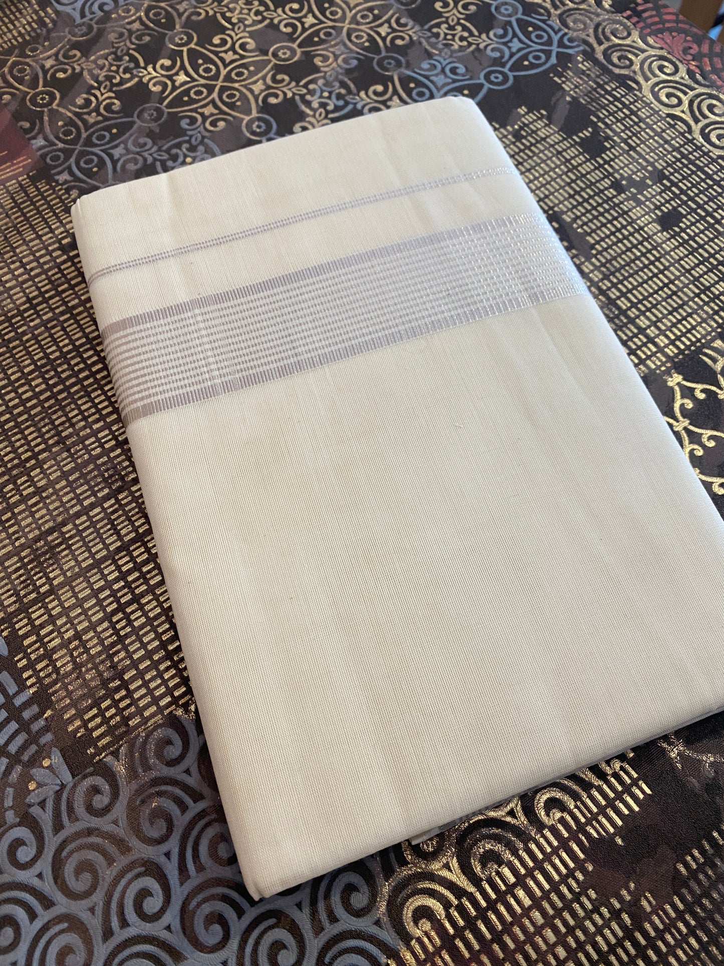 Rajatha R002 - Silver Zari Border Dhoti