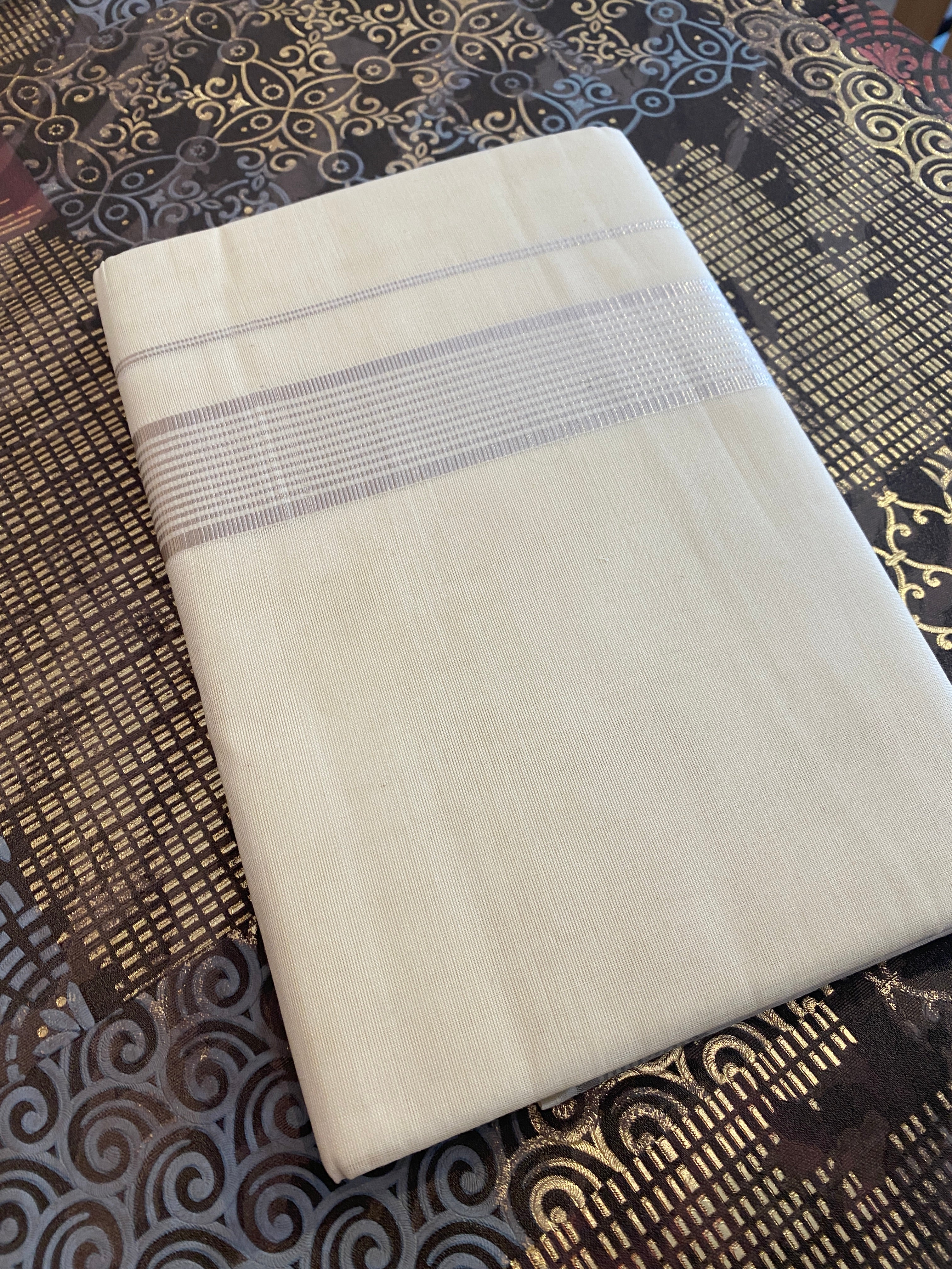 Rajatha R002 - Silver Zari Border Dhoti