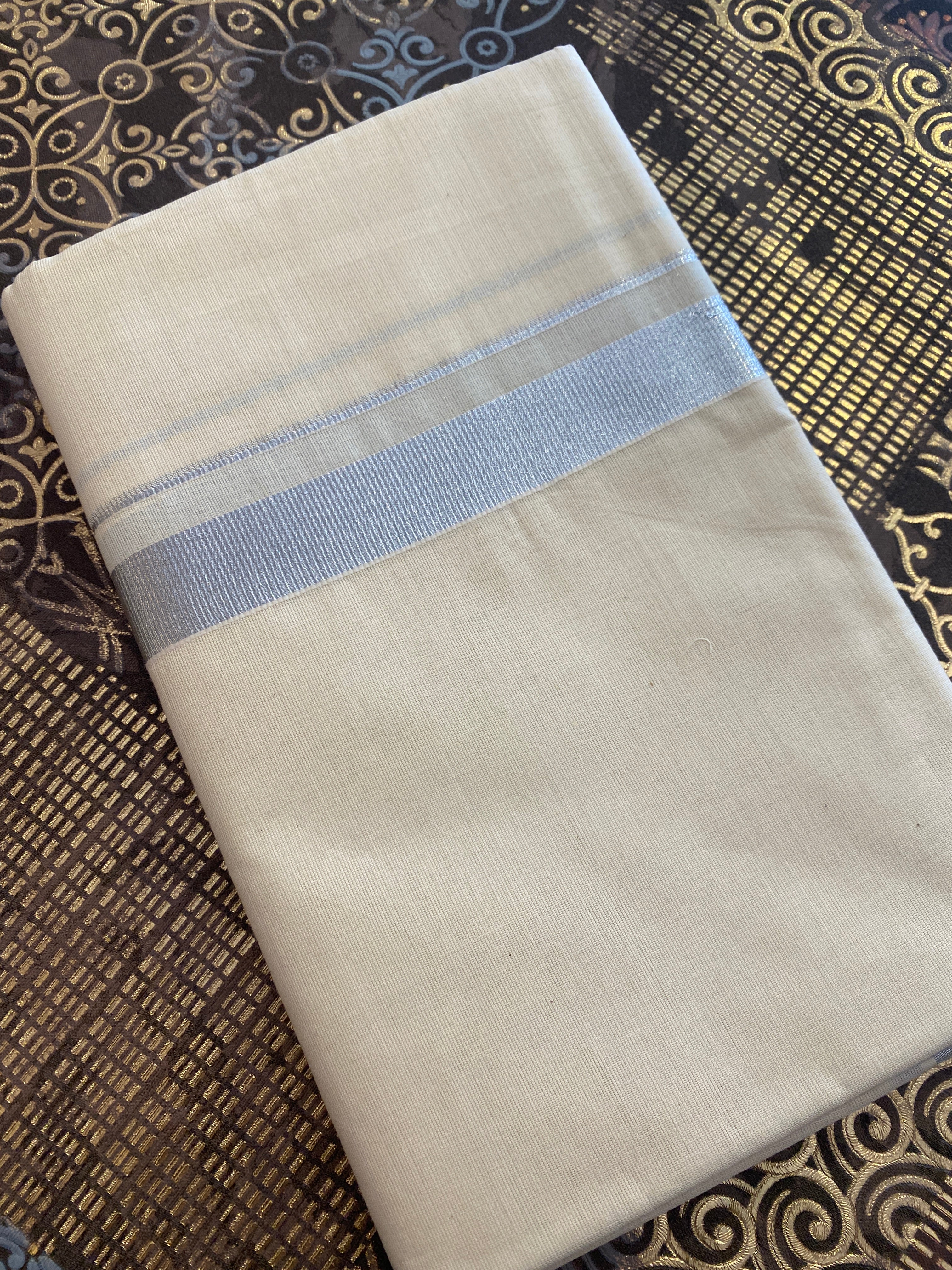 Rajatha R003 - Silver Zari Border Dhoti