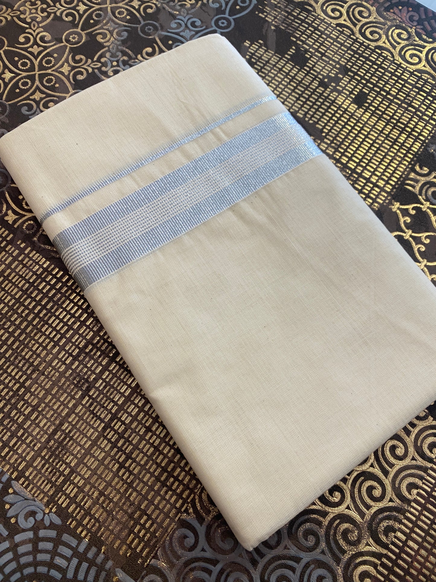 Rajatha R004 - Silver Zari Border Dhoti