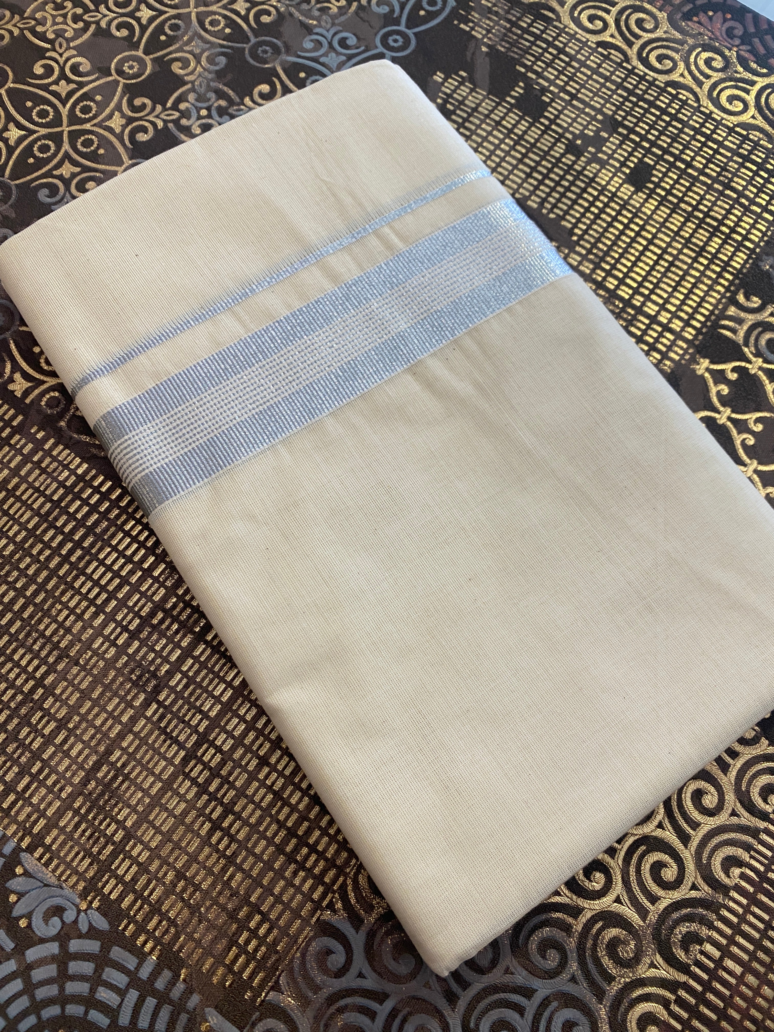 Rajatha R004 - Silver Zari Border Dhoti