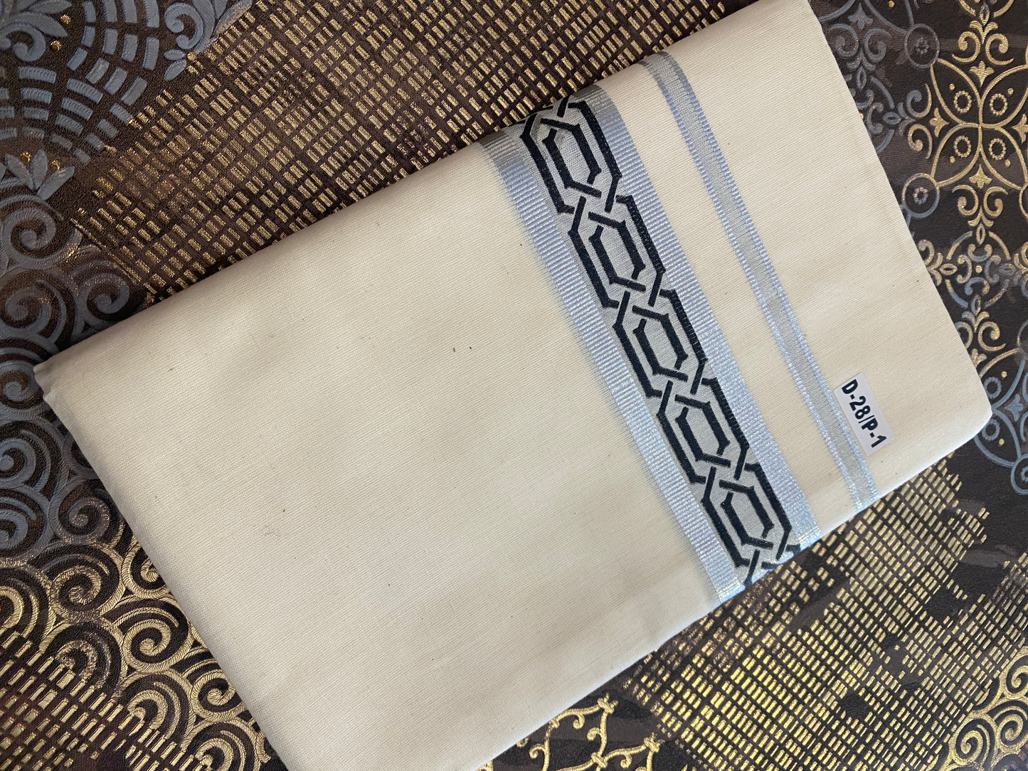 Rajatha R005 - Silver Zari Border Dhoti