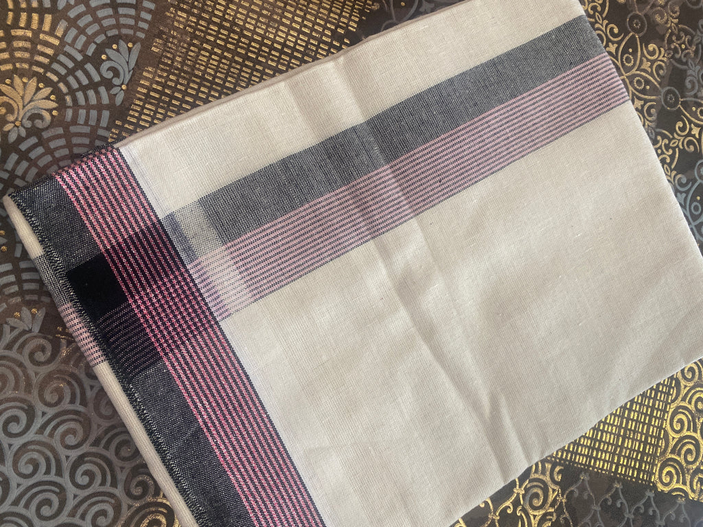 Premium Cotton White Dhoti – Printed Kara