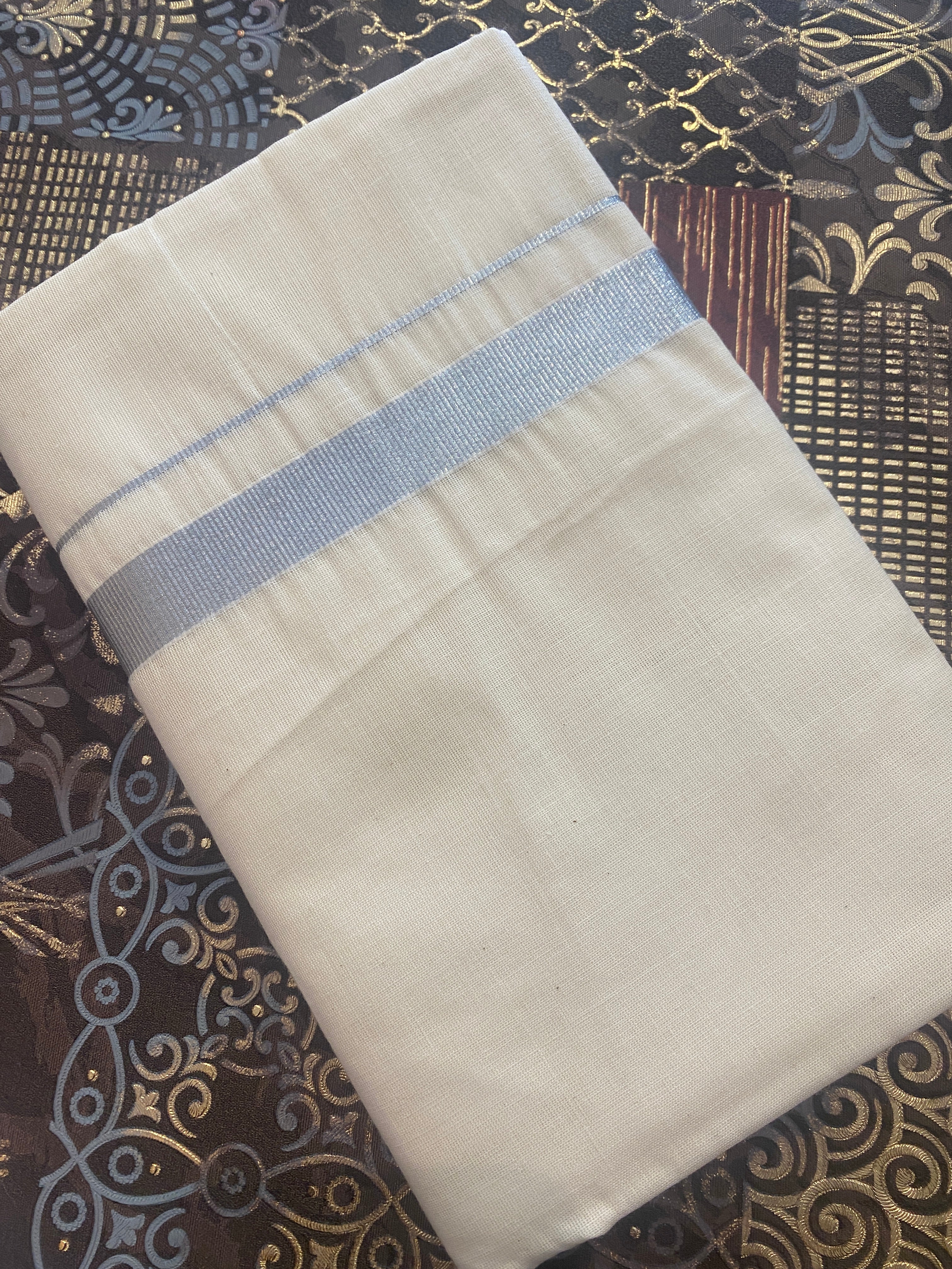 Rajatha R007 - Silver Zari Border Dhoti