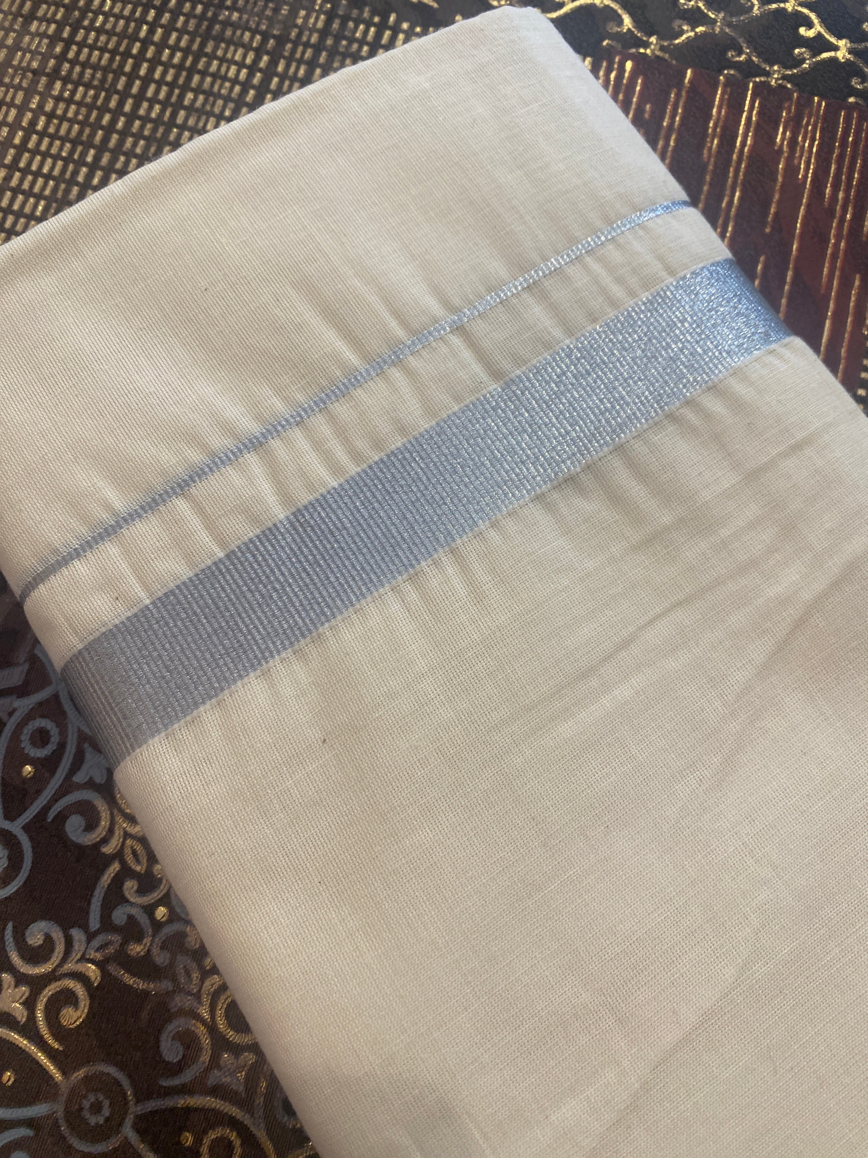 Rajatha R007 - Silver Zari Border Dhoti