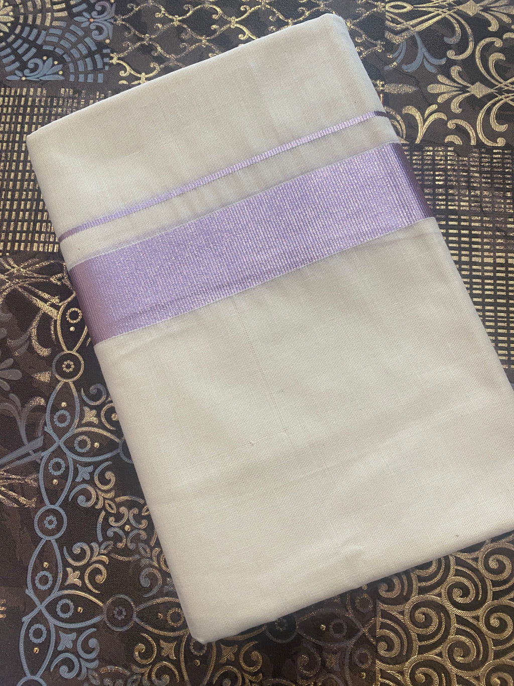 Aruna A002 – Rose Gold Zari Border Dhoti