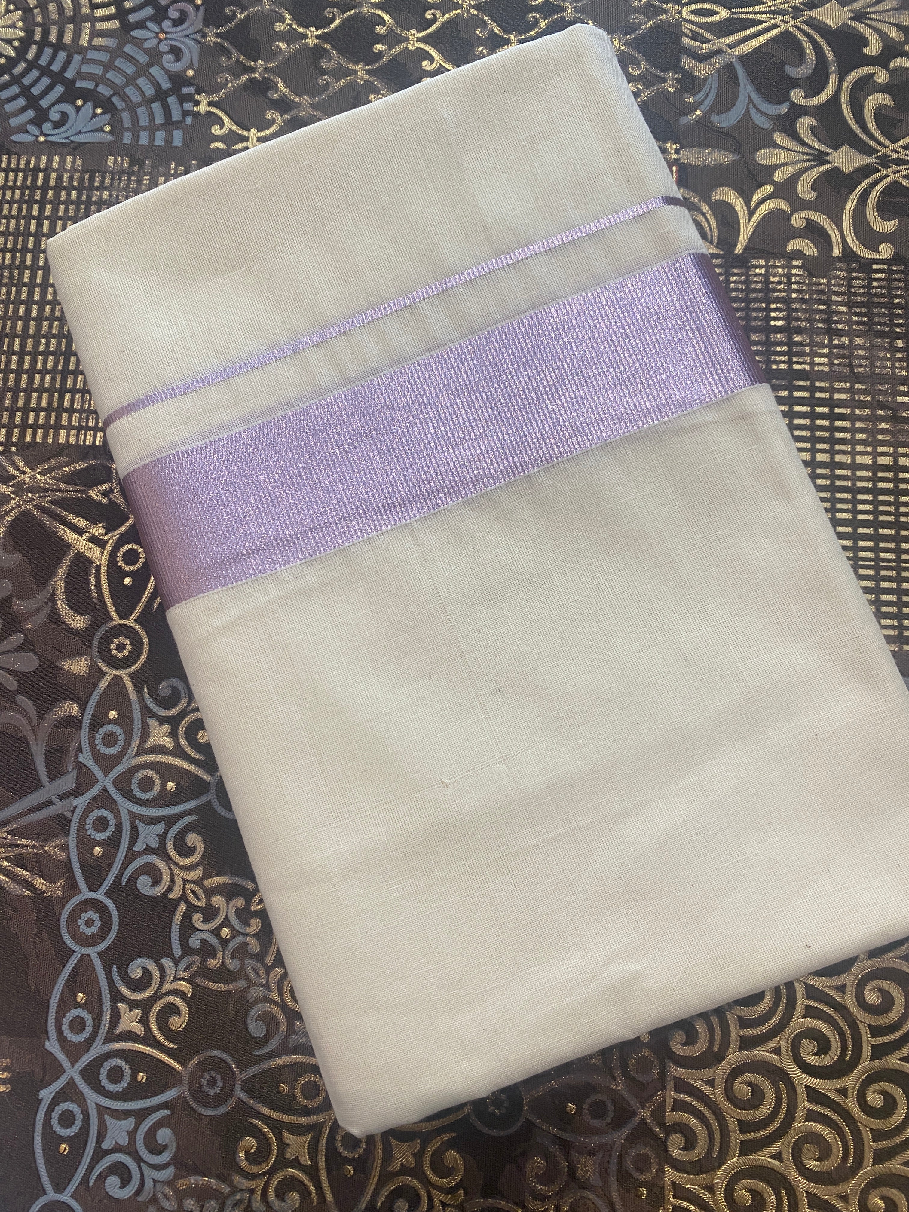 Aruna A002 – Rose Gold Zari Border Dhoti